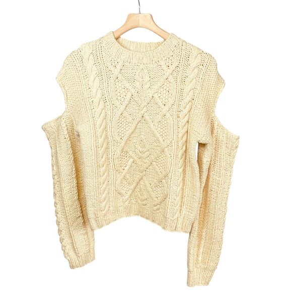 For Love & Lemons Long Sleeve Cold Shoulder Sweater Top - Picture 2 of 12